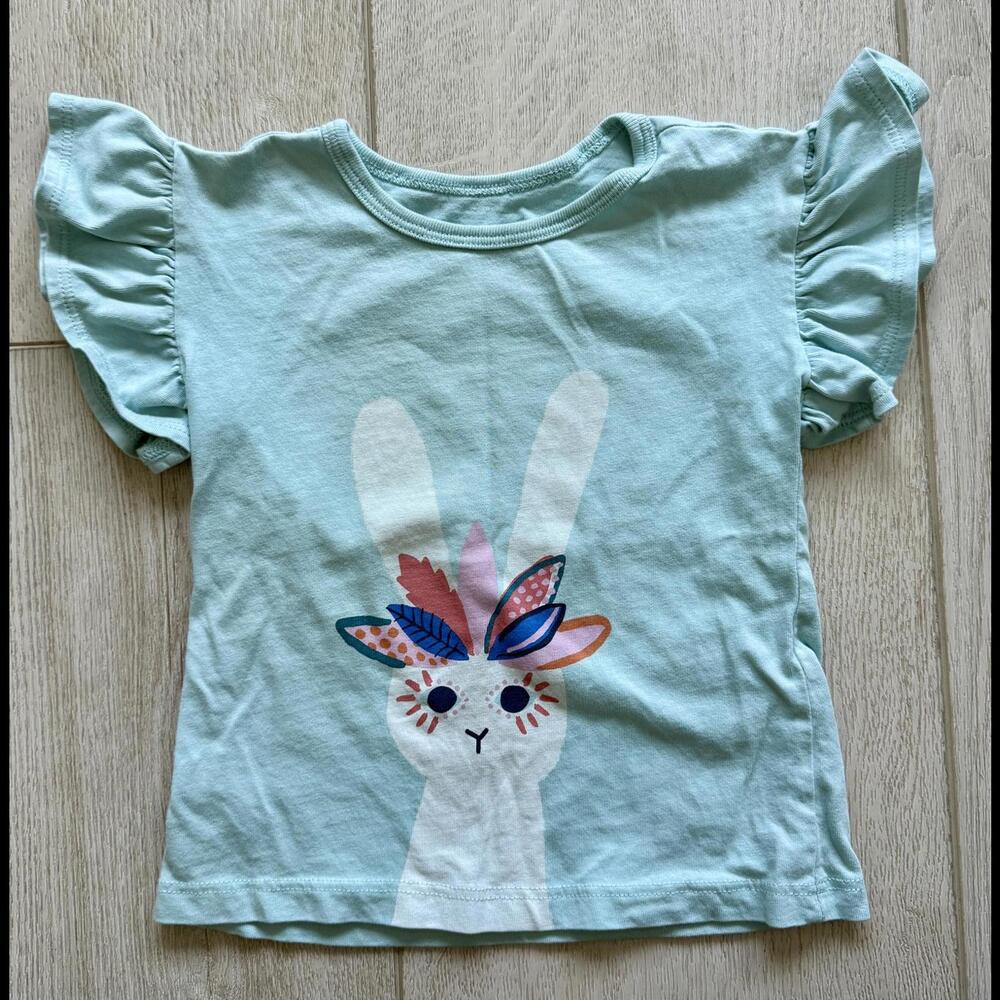 Tea Collection Toddler Girl Bunny Tee – Ruffle Sleeve – 12–18M